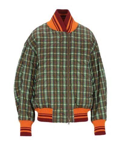 Dries Van Noten Oversized Seersucker Bomber Jacket In Multi