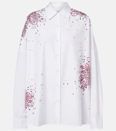 Dries Van Noten Women Casia Cotton Shirt With Multicolored Sequin Detail In White