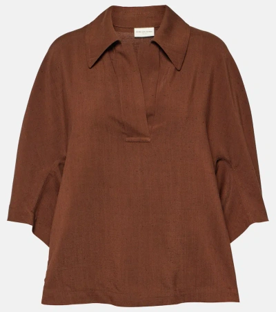 Dries Van Noten Oversized Shirt In Brown