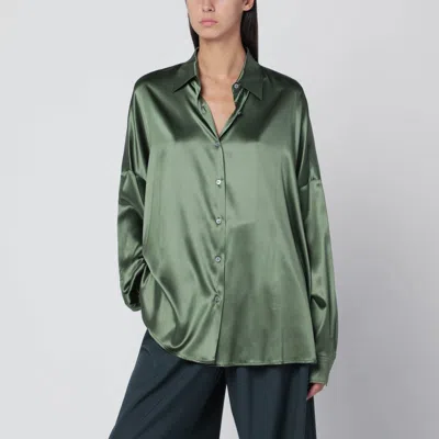 DRIES VAN NOTEN DRIES VAN NOTEN OVERSIZED SILK SHIRT IN KHAKI COLOR WOMEN