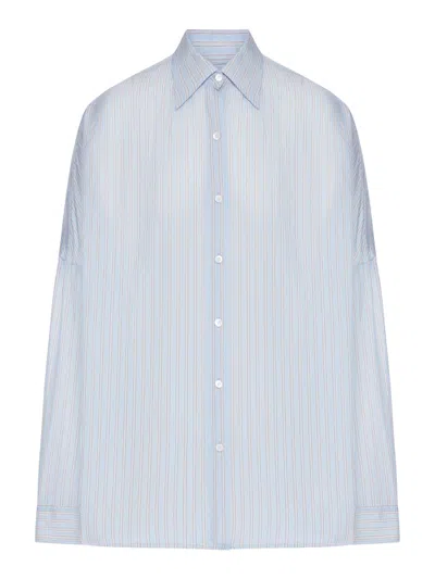 Dries Van Noten Oversized Striped Cupro Shirt In White