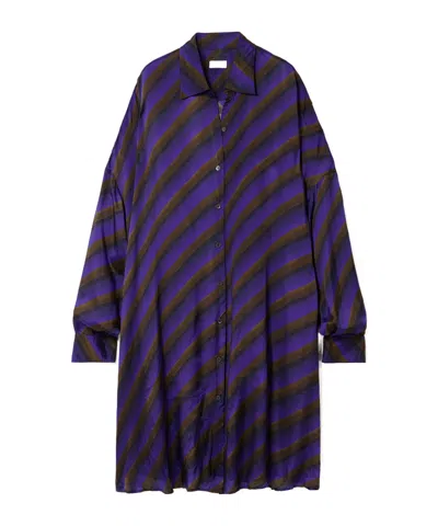 Dries Van Noten Oversized Striped Satin-twill Mini Shirt Dress In Multi