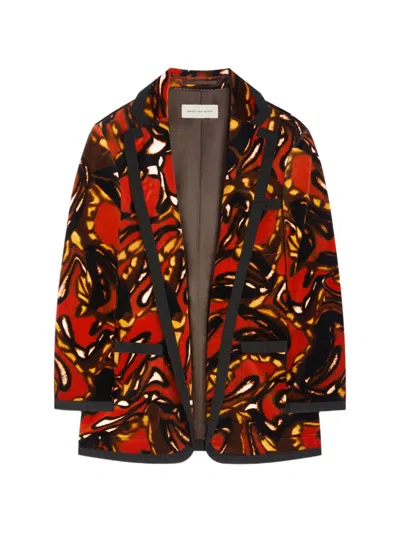 Dries Van Noten Oversized Velvet Blazer In Multi