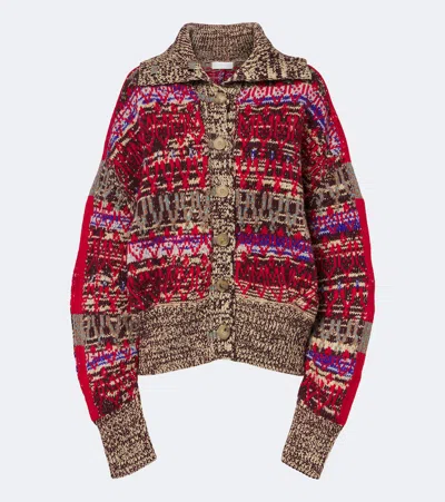 Dries Van Noten Oversized Wool And Cashmere Jacquard Cardigan In Multi