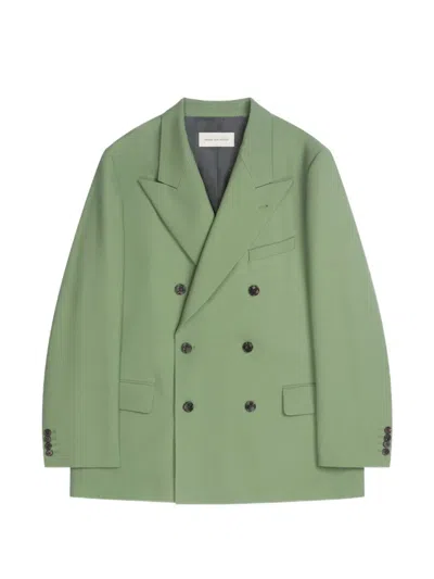 Dries Van Noten Wool Oversized Double-breasted Blazer In Green