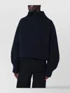 Dries Van Noten Oversized Wool Knit High Collar In Blue