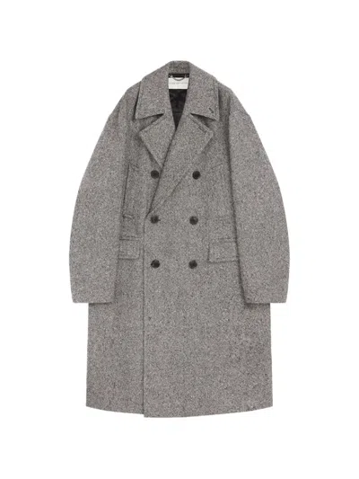 Dries Van Noten Oversized Wool Tweed Coat In Gray