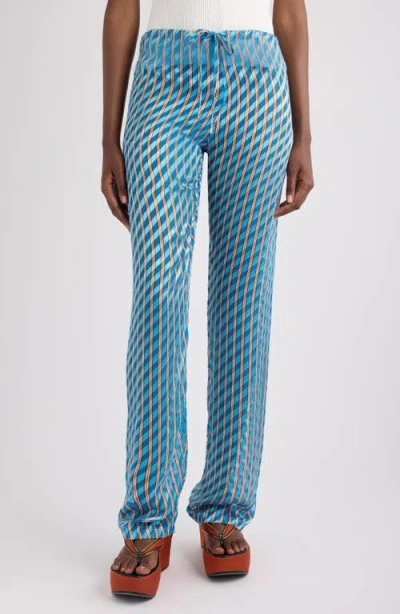 Dries Van Noten Pacha Devour Diagonal Stripe Drawstring Pants In Blue