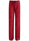 Dries Van Noten Floral Georgette Straight Pants In Red