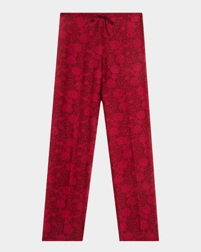 Dries Van Noten Pachas Floral Straight-leg Drawstring Pants In Olive