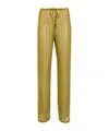 Dries Van Noten Studded Sheer Drawstring Pants In Olive