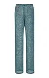 Dries Van Noten Pachas Polka-dot Straight-leg Pants In Turquoise