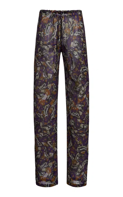 Dries Van Noten Pachas Printed Straight-leg Pants In Purple