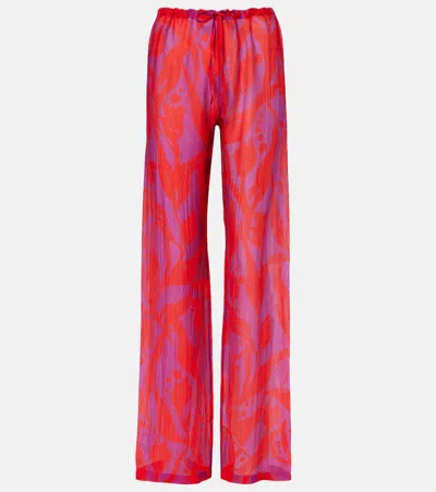 Dries Van Noten Printed Silk-georgette Straight-leg Pants In Multi
