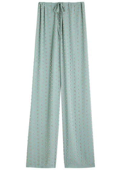 Dries Van Noten Pachas Stud-embellished Straight-leg Trousers In Blue Light