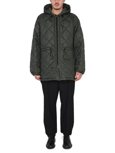Dries Van Noten Hooded Quilted Padded Parka In Green