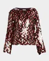 Dries Van Noten Paillette Embellished Long-sleeve Top In Brown