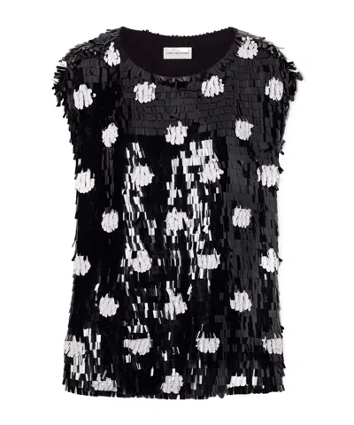 Dries Van Noten Paillette-embellished Polka-dot Silk Blouse In Black