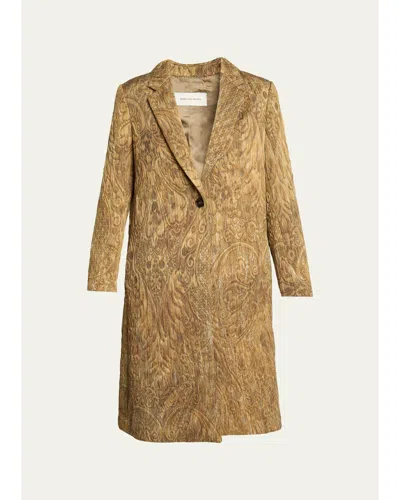 Dries Van Noten Paisley Jacquard Single-breasted Coat In Green