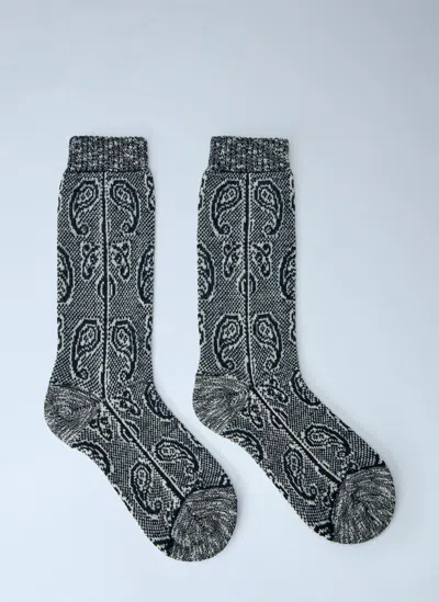 Dries Van Noten Paisley Knit Socks In Gold