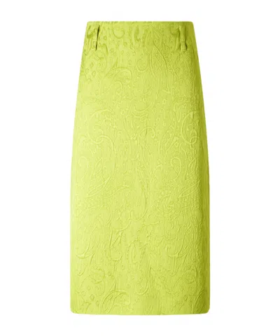 Dries Van Noten Paisley Motif Matelassé Jacquard Midi Skirt In Brown