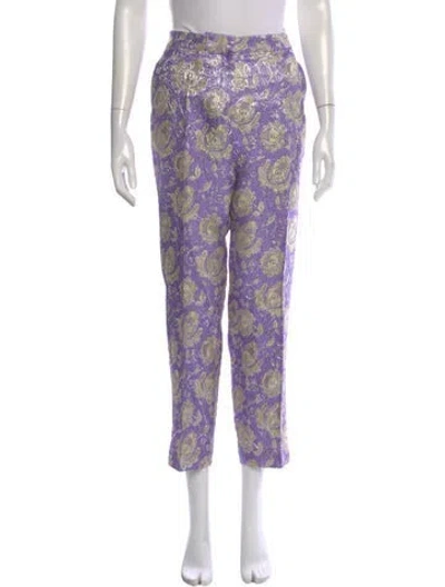 Pre-owned Dries Van Noten Paisley Print Straight Leg Pants In Purple