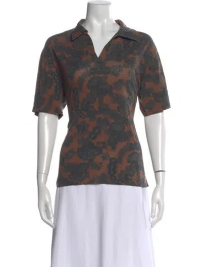 Pre-owned Dries Van Noten Paisley Print V-neck Polo In Black