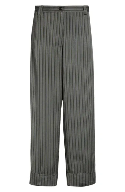 Dries Van Noten Pakora Multistripe Fluid Cuffed Pants In Gray