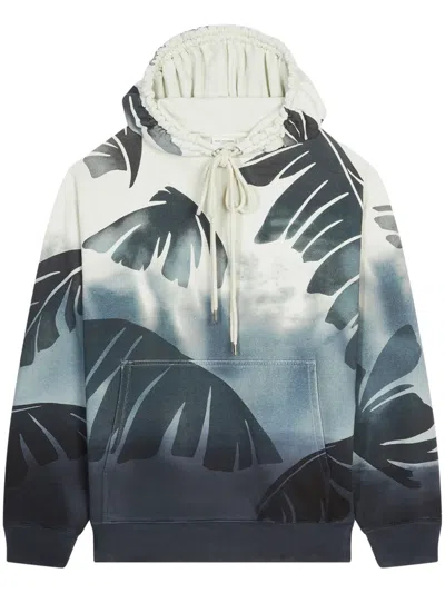 Dries Van Noten Palm Print Hoodie In Blau