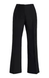 Dries Van Noten Paloma Cropped Wool-silk Straight-leg Pants In Black