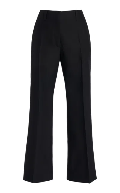 Dries Van Noten Paloma Cropped Wool-silk Straight-leg Pants In Black