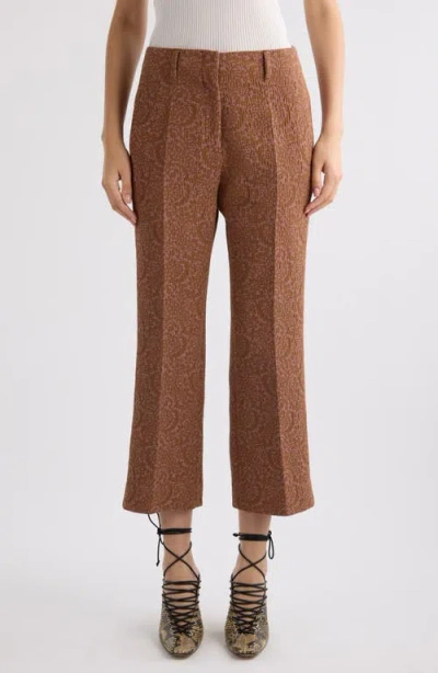 Dries Van Noten Paloma Floral Jacquard Crop Straight Leg Pants In Peach