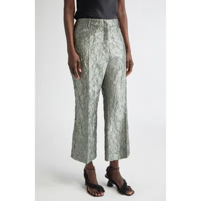 Dries Van Noten Paloma Jacquard Crop Straight Leg Pants In Green