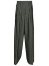 Dries Van Noten High Waist Wide Leg Trousers With Button Detail In Green