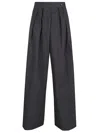 Dries Van Noten Wide-leg High-waisted Cotton Trousers In Dark Grey