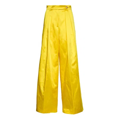 Dries Van Noten Pamplona Cotton Acetate Wide Leg Pants In Yellow