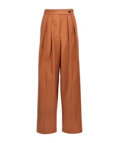 Dries Van Noten High Waist Pleated Wide Leg Trousers In Brown