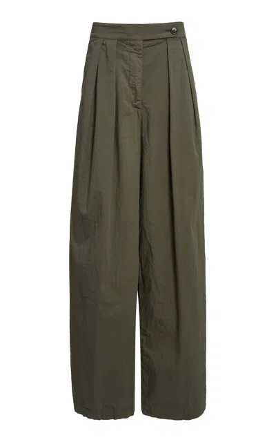 Dries Van Noten Pamplona Cotton-blend Wide-leg Pants In Green