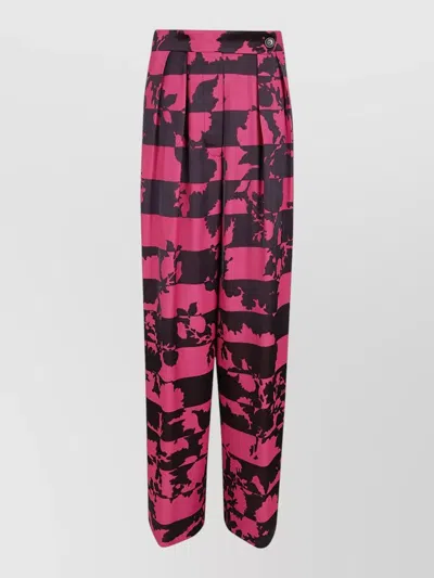 Dries Van Noten Pamplona High Waist Pleated Wide Leg Trousers In Pink