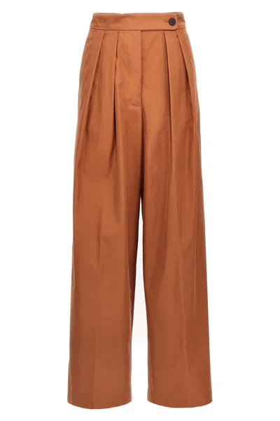 Dries Van Noten High Waist Pleated Wide Leg Trousers In Brown