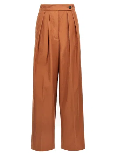 Dries Van Noten High Waist Pleated Wide Leg Trousers In Brown