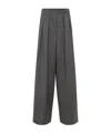 Dries Van Noten High Waist Wide Leg Trousers With Button Detail In Gray
