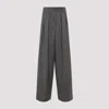 Dries Van Noten High Waist Wide Leg Trousers With Button Detail In Gray