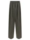 Dries Van Noten High Waist Wide Leg Trousers With Button Detail In Gray