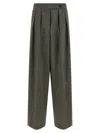 Dries Van Noten High Waist Wide Leg Trousers With Button Detail In Gray