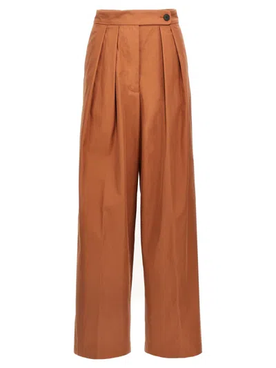 Dries Van Noten High Waist Pleated Wide Leg Trousers In Brown