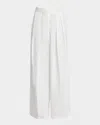 Dries Van Noten Womens Off White Pamplona Pleat Wide-leg Denim Jeans