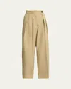 Dries Van Noten Pamplona Pleated Cotton Wide-leg Pants In Beige