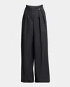 Dries Van Noten Pamplona Pleated Wide Leg Pants In Black