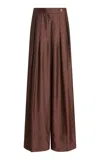 Dries Van Noten Pamplona Pleated Wide-leg Pants In Burgundy